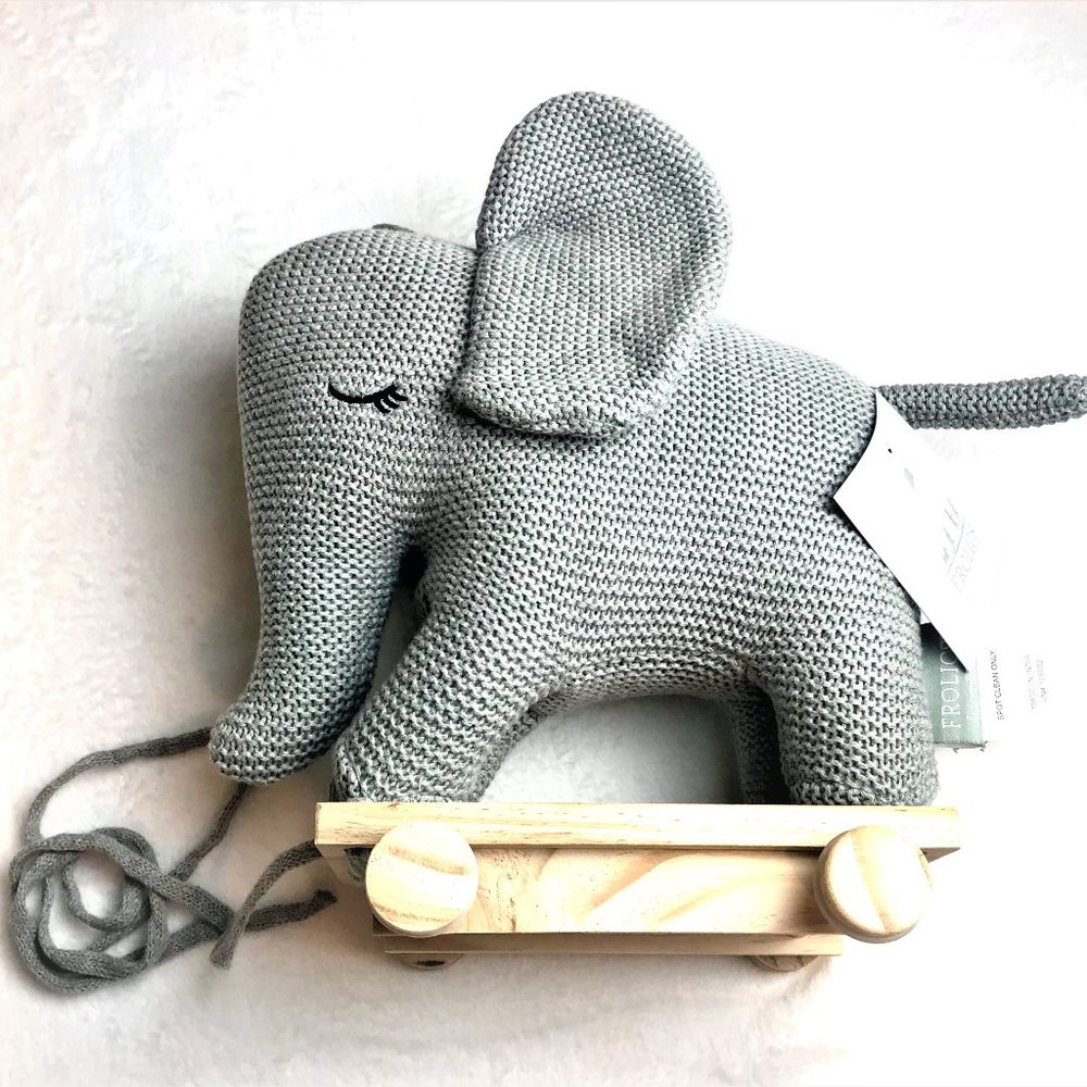 Elephant Plush Toy -  Wooden Wheels Ride